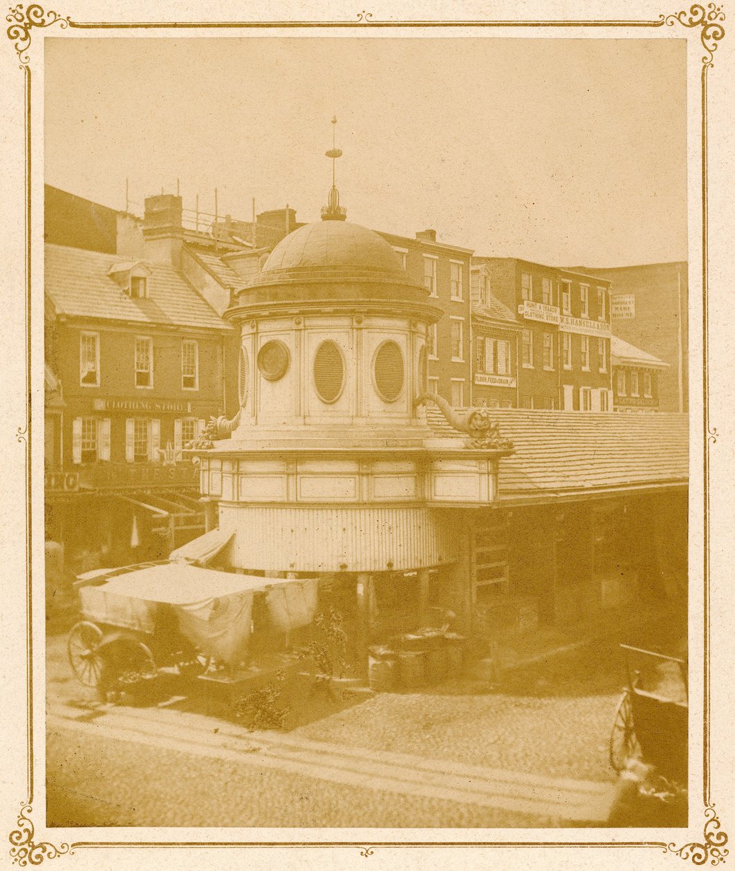 Market Terminus, Market Street od frontu, 1859 (druk solny) autorstwa American Photographer