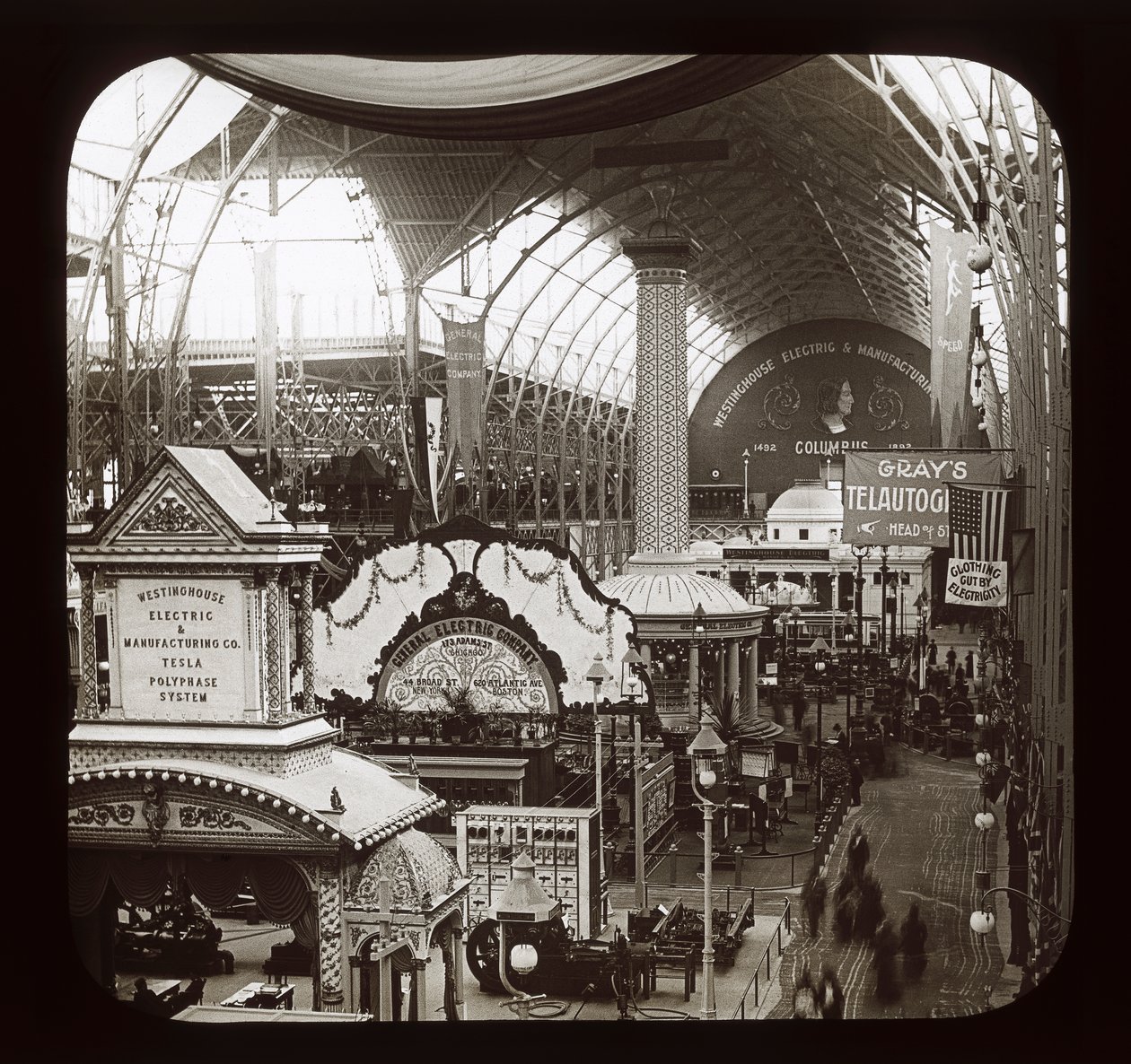 Worlds Columbian Exposition: Electricity Building, Chicago, 1893 (zjeżdżalnia z latarnią) autorstwa American Photographer