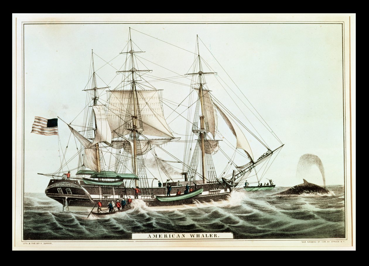 American Whaler , grawerowane przez Nathaniela Currier (1813-88) autorstwa American School