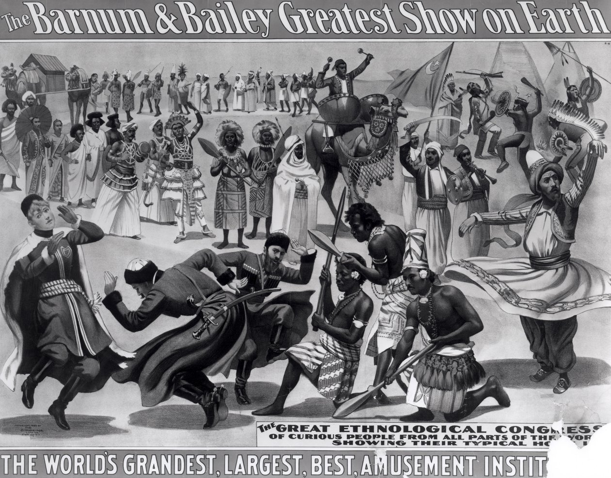 Reklama plakatowa, „The Barnum and Bailey Greatest Show on Earth, najwspanialsza, największa, najlepsza instytucja rozrywkowa na świecie”, c.1895 autorstwa American School