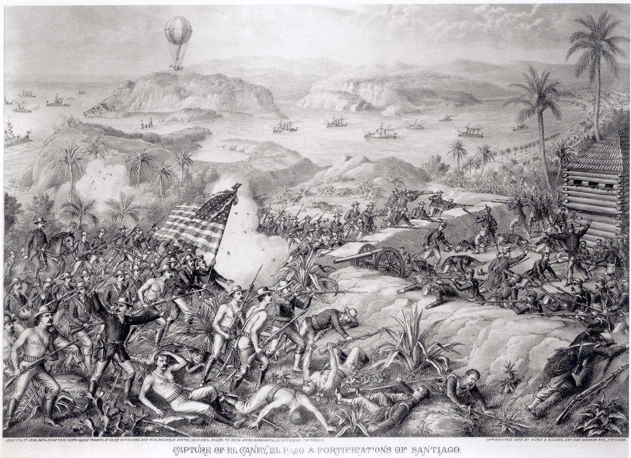 Zdobycie El Caney, El Paso i fortyfikacje Santiago, lipiec 1898 r. autorstwa American School