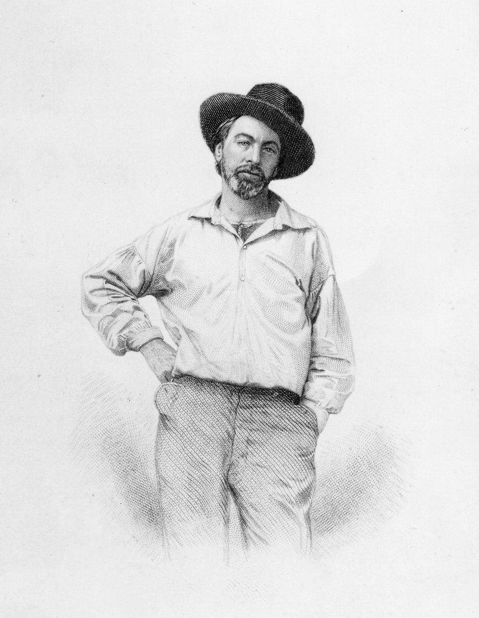 Walt Whitman, frontispis do „Liści trawy”, 1855 autorstwa American School