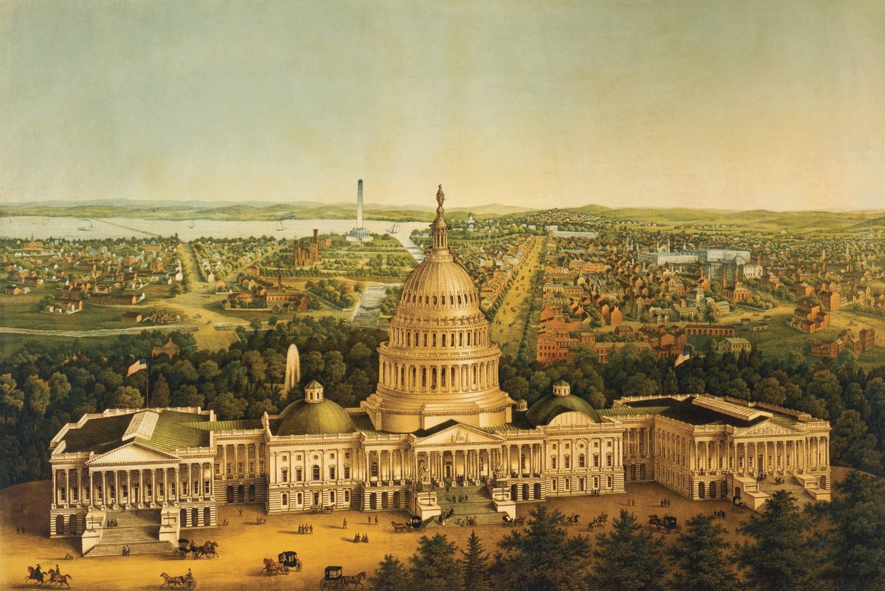 واشنګټن، د ښار لید c.1868 poli autorstwa American School