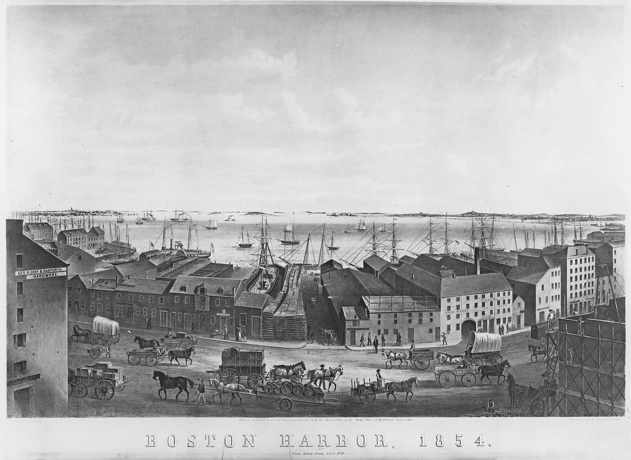 Port w Bostonie, 1854 autorstwa American School