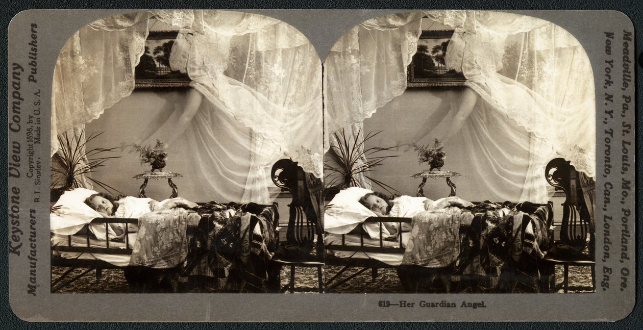 Jej Anioł Stróż, c.1899 (stereograf) autorstwa American School