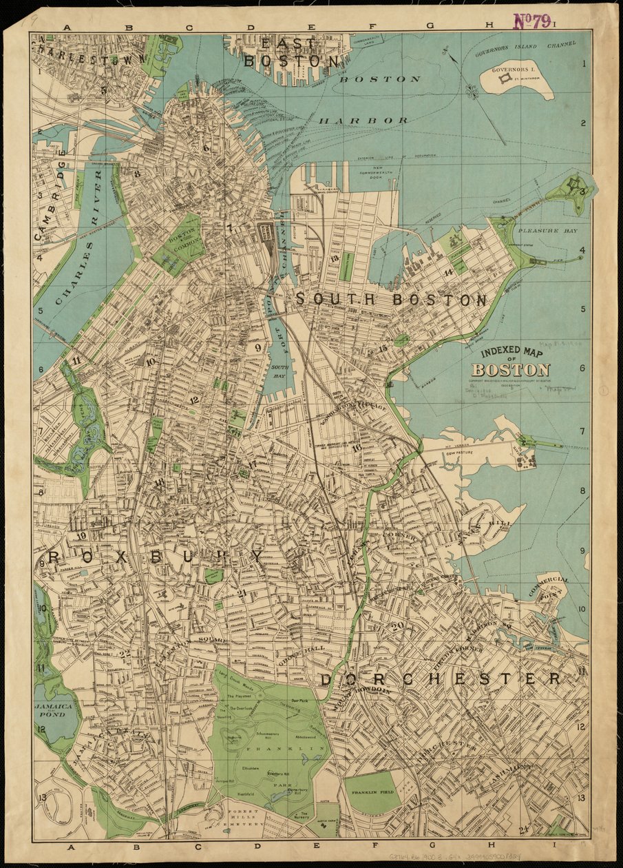 Indeksowana mapa Bostonu autorstwa American School
