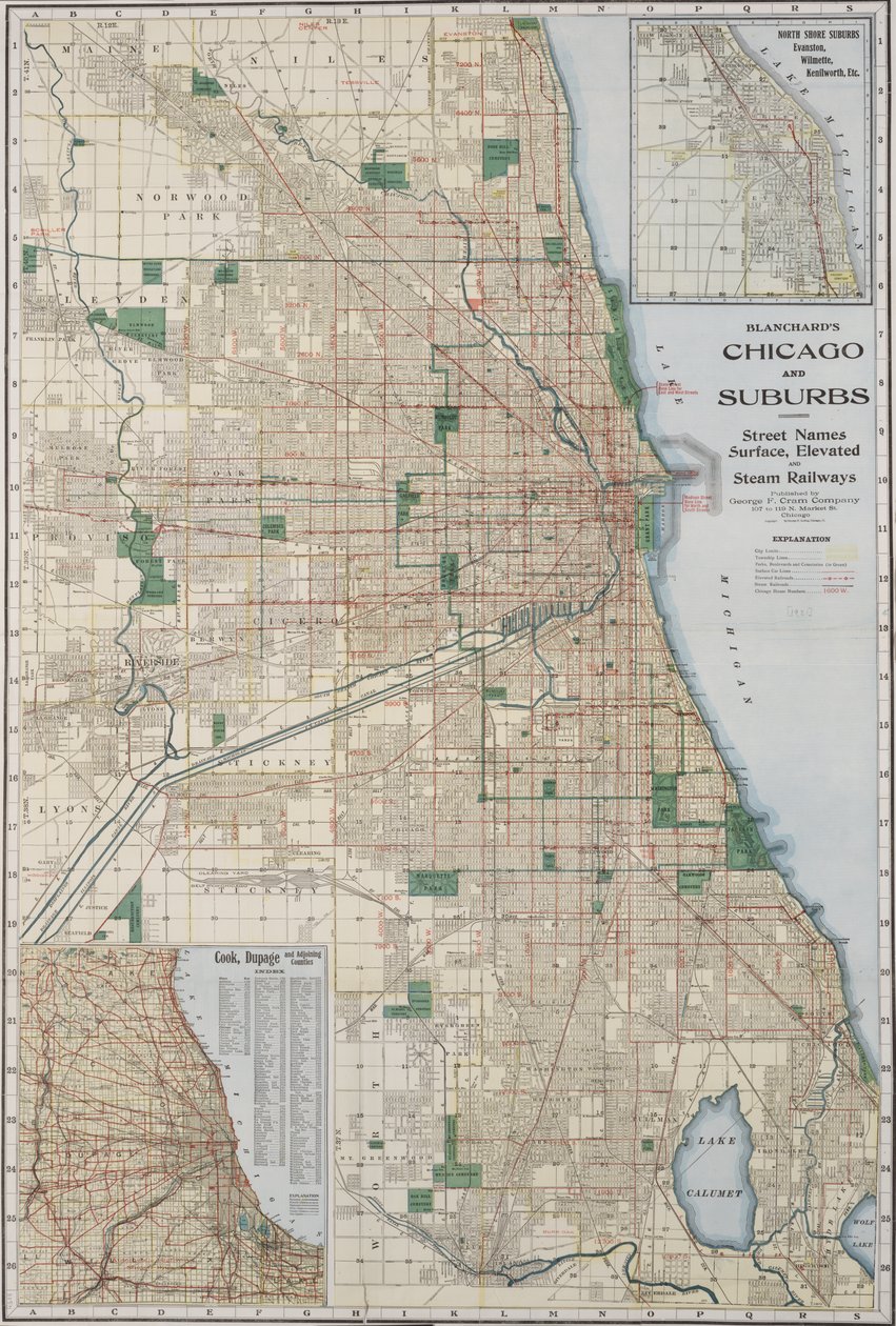 Mapa Chicago i przedmieść autorstwa American School