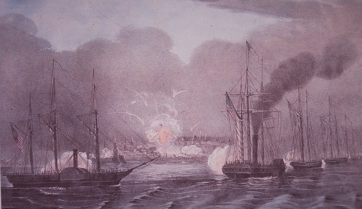 Wojna meksykańsko-amerykańska (1846-48), amerykańska marynarka wojenna bombarduje Veracruz autorstwa American School