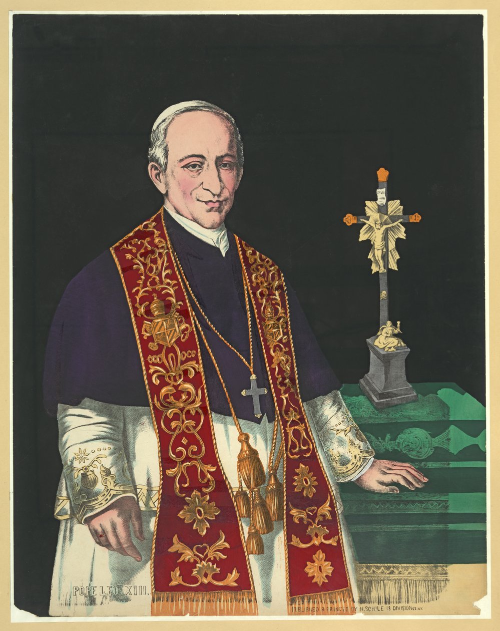 Papież Leon XIII, wyd. 1878 (kolorowa litografia) autorstwa American School