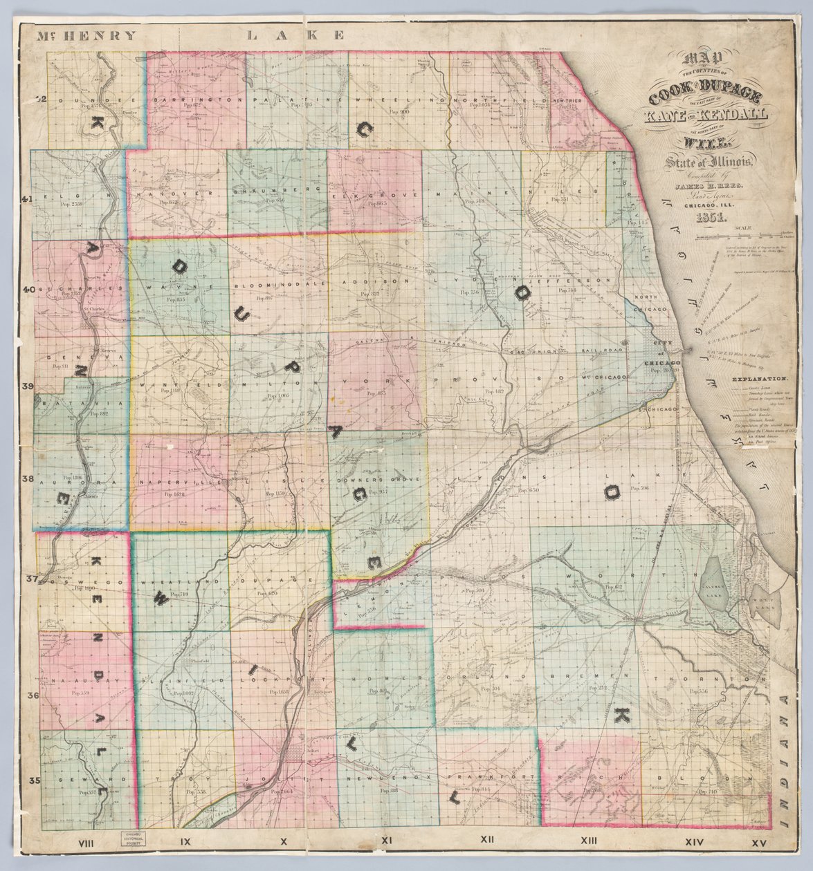 Mapa Rees hrabstw Cook i DuPage autorstwa American School