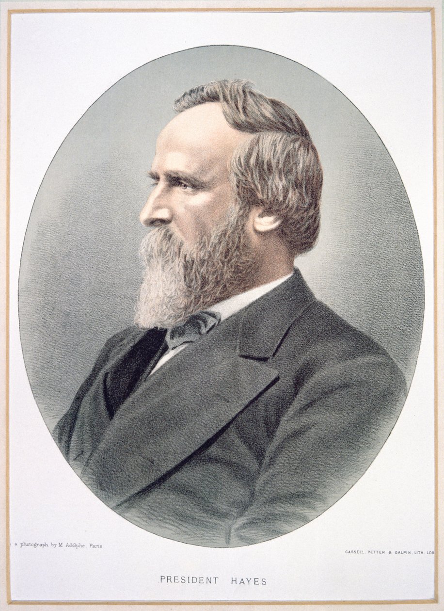 Rutherford B. Hayes (1822-93) (kolor lito) autorstwa American School