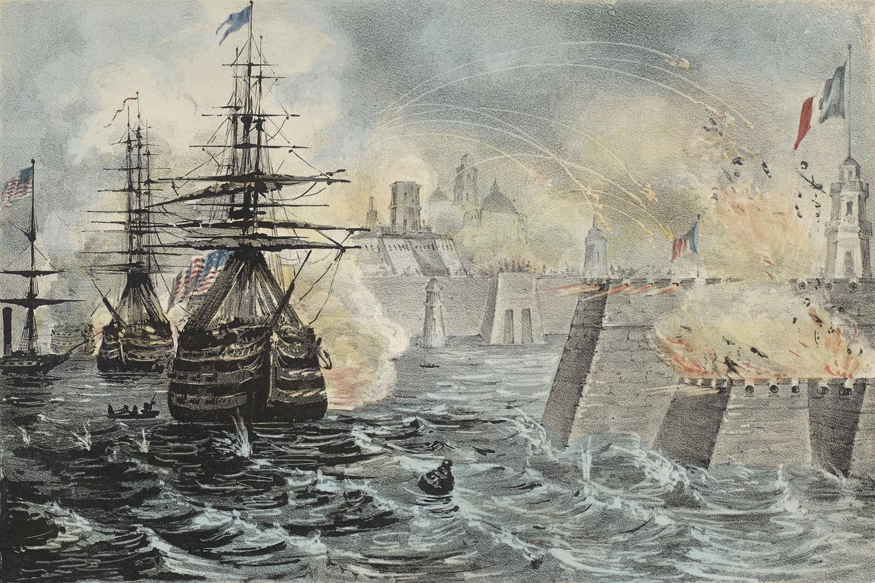 Zwycięskie bombardowanie Vera Cruz autorstwa American School