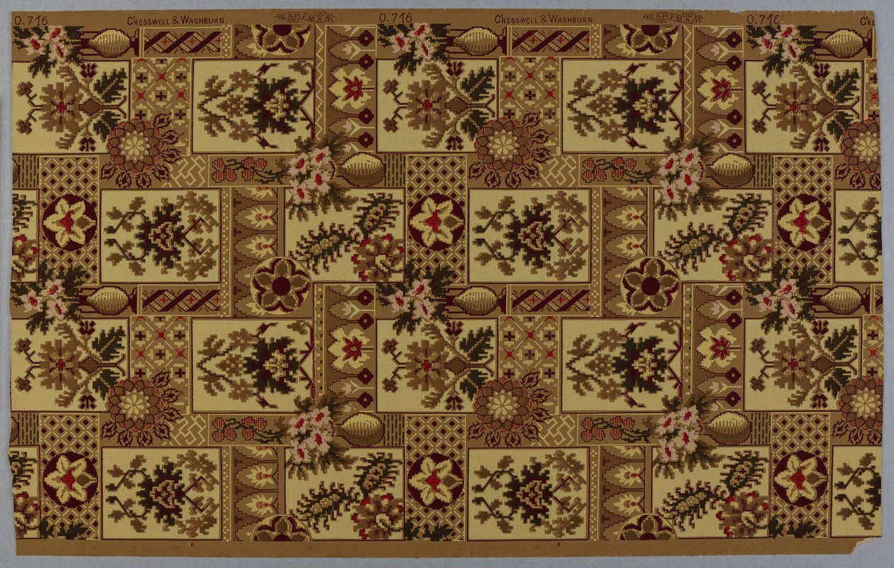 Tapeta, wzór, ok. 1885 r. Papier z nadrukiem autorstwa American School