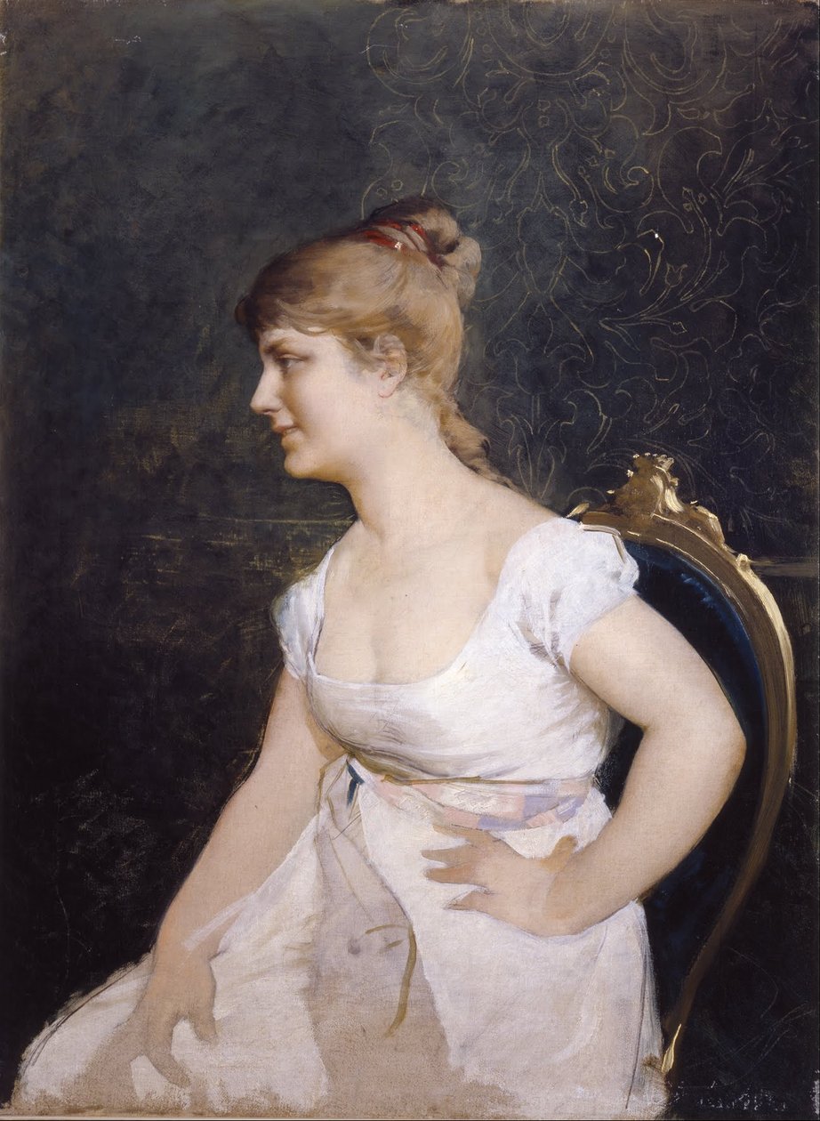 Portret młodej damy autorstwa Amos Cassioli