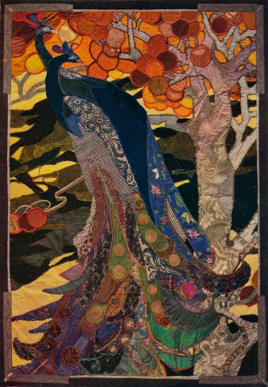 Pawi panel w patchworku, ok. 1920 r. autorstwa Amy Sawyer