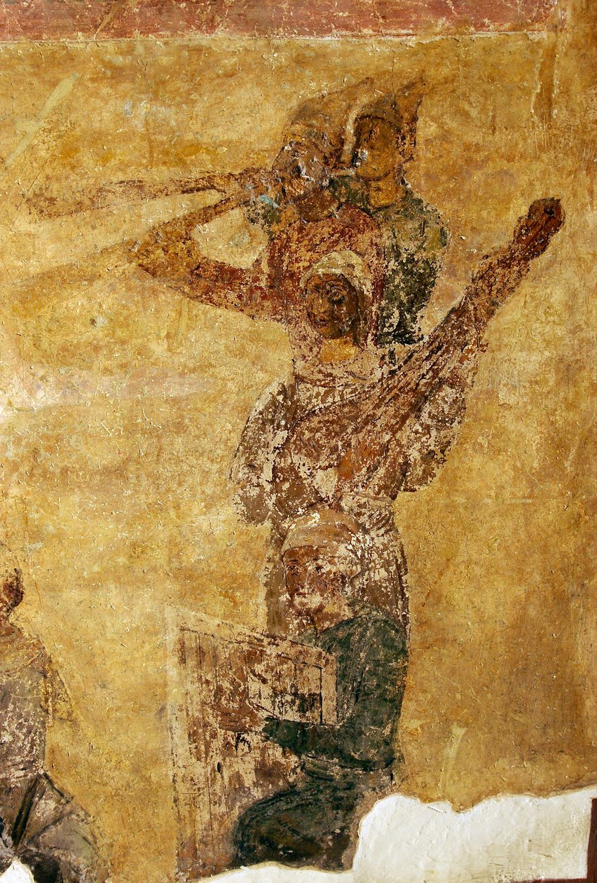 Szczegóły dotyczące muzyków i akrobatów autorstwa Ancient Russian frescos