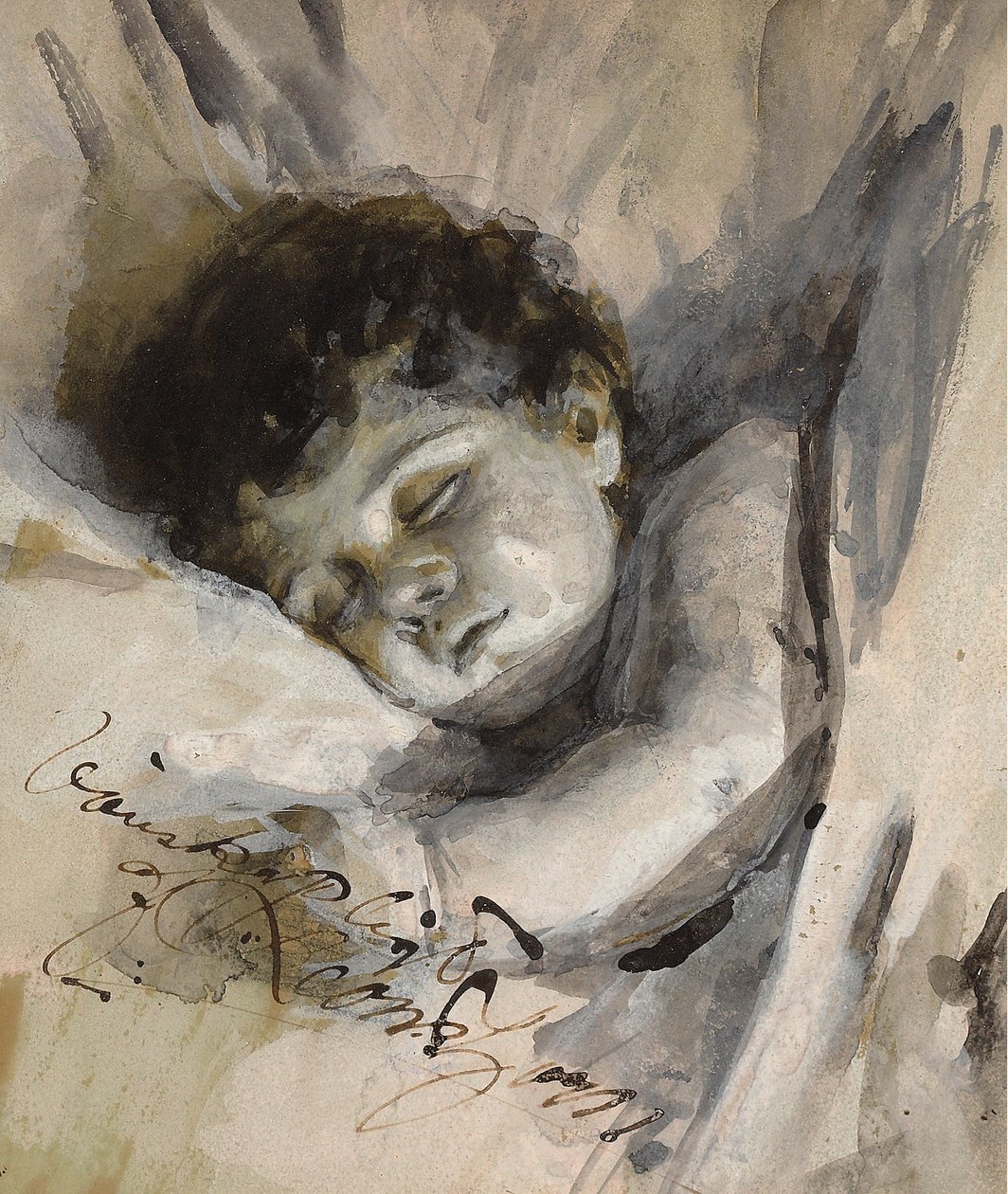 Śpiące dziecko autorstwa Anders Leonard Zorn