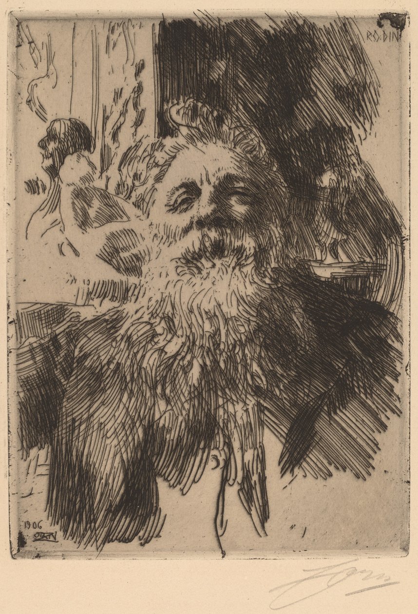 Auguste Rodin, 1906. autorstwa Anders Leonard Zorn