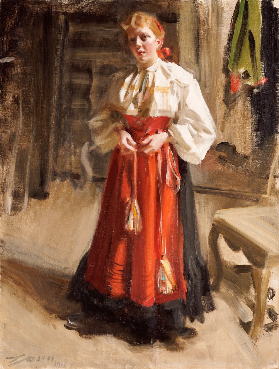 Dziewczyna w stroju Orsa, 1911 autorstwa Anders Leonard Zorn