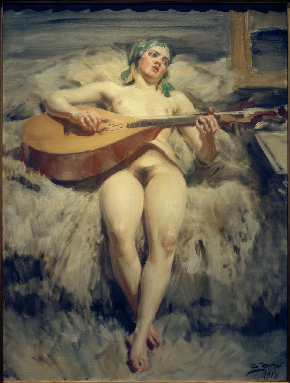 Grający na lutni autorstwa Anders Leonard Zorn