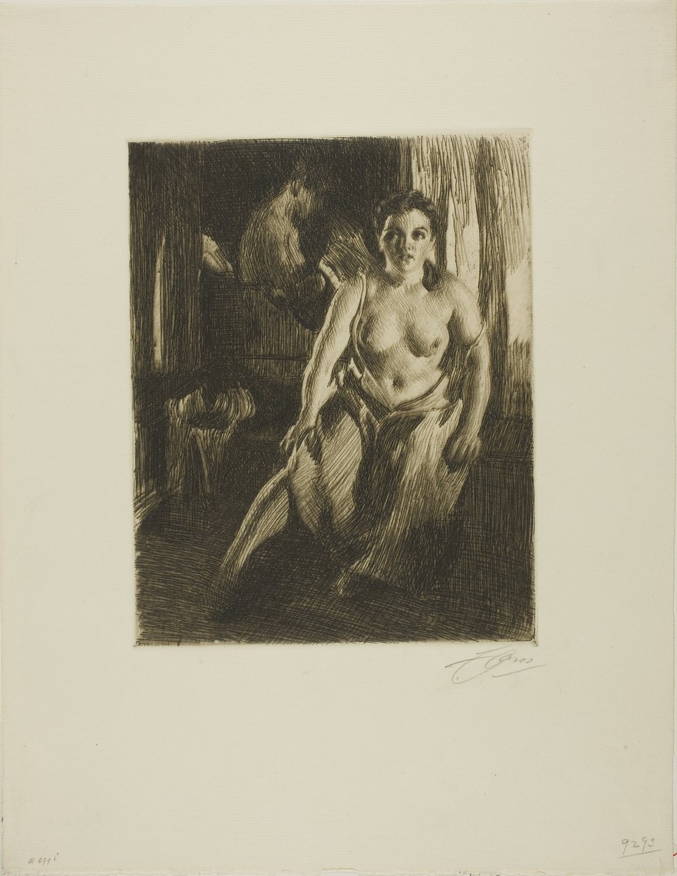 Stołek przy łóżku autorstwa Anders Leonard Zorn