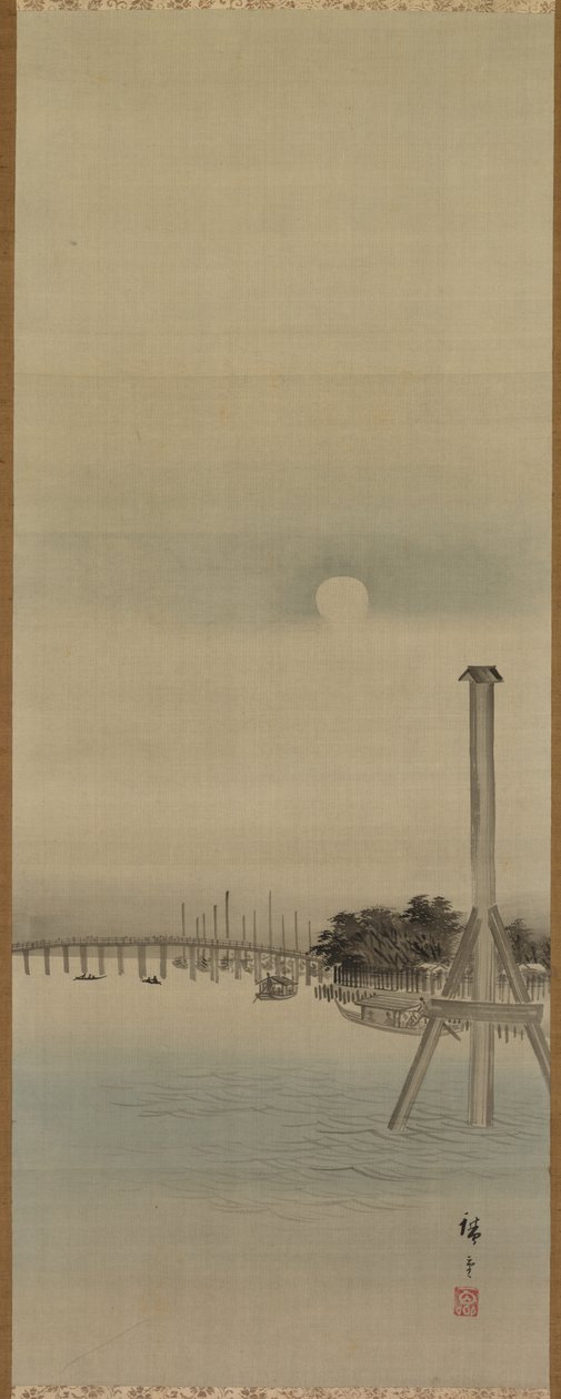 Scena nocna na rzece Sumida, 1800 rok. autorstwa Ando Hiroshige