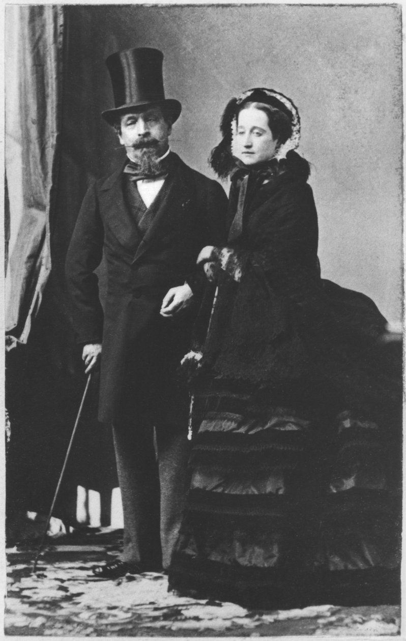 Cesarz Napoleon III i cesarzowa Eugenia, c.1865 (zdjęcie w sepii) autorstwa Andre Adolphe Eugene Disderi