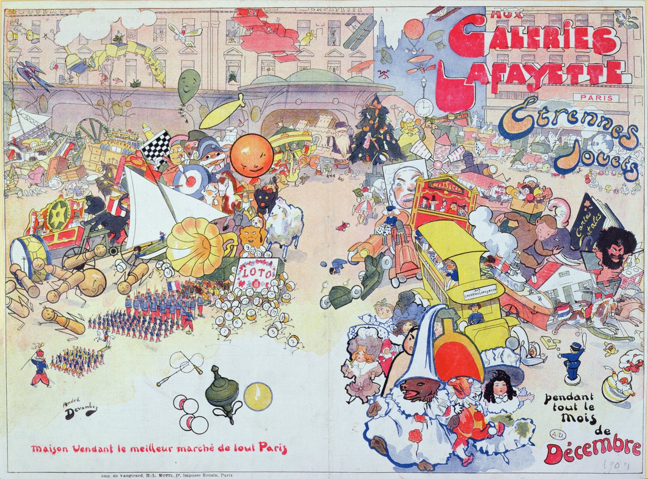 Reklama prezentów świątecznych z "Galeries Lafayette", grudzień 1909 r. autorstwa Andre Devambez