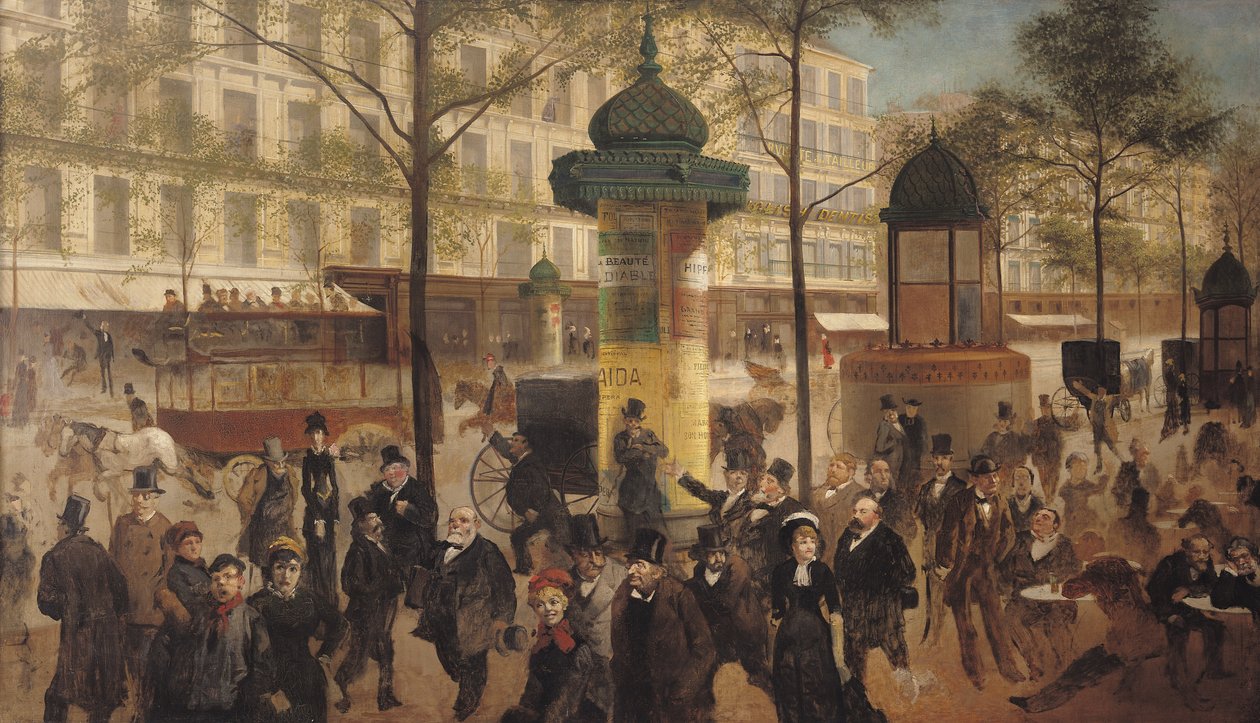 Studiuj panoramę Boulevard de Montmartre, 1877 r autorstwa Andre Gill