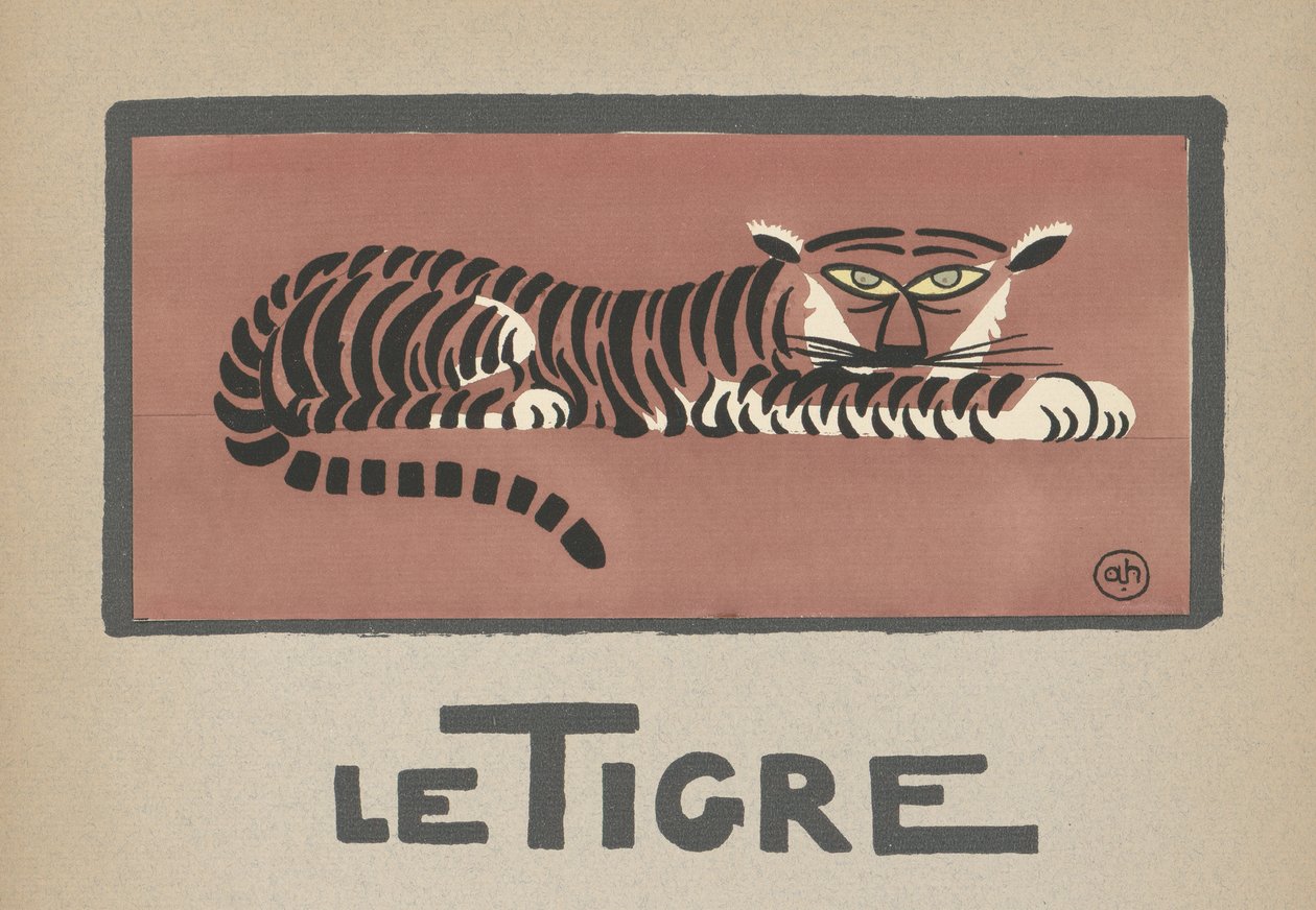 Ilustracja dla dzieci przedstawiająca tygrysa "Le Tigre autorstwa Andre Helle