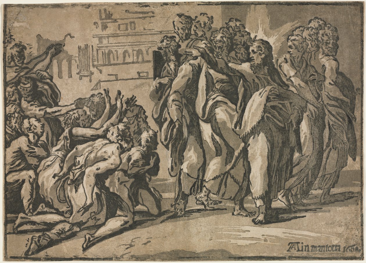 Chrystus uzdrawiający trędowatych autorstwa Andrea Andreani