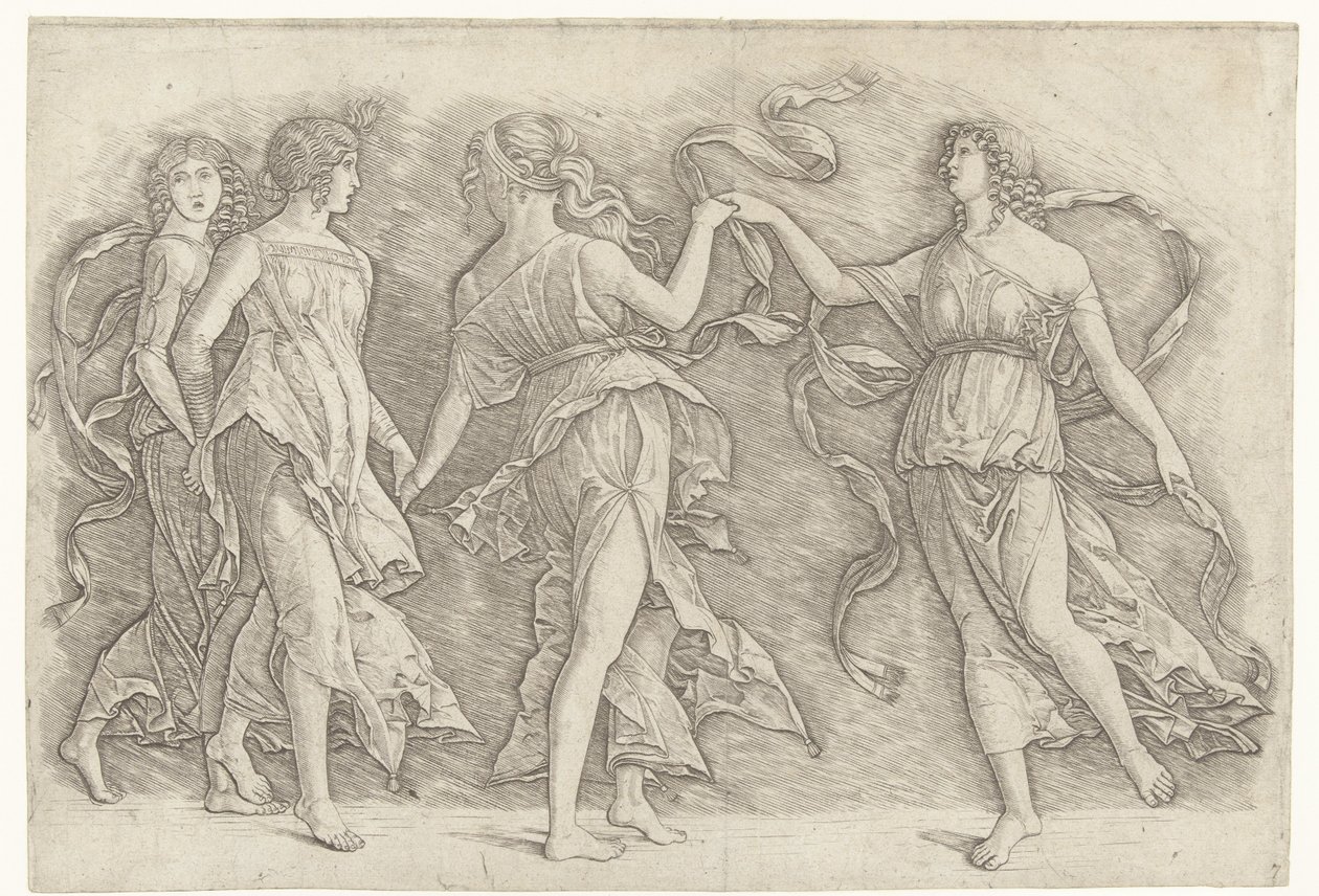 Cztery tańczące kobiety autorstwa Andrea Mantegna (school of)
