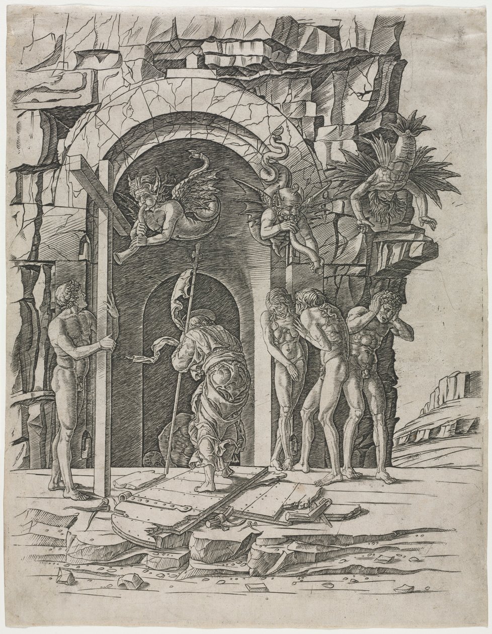 Zejście do Limbo, koniec lat 60. XIV wieku. autorstwa Andrea Mantegna