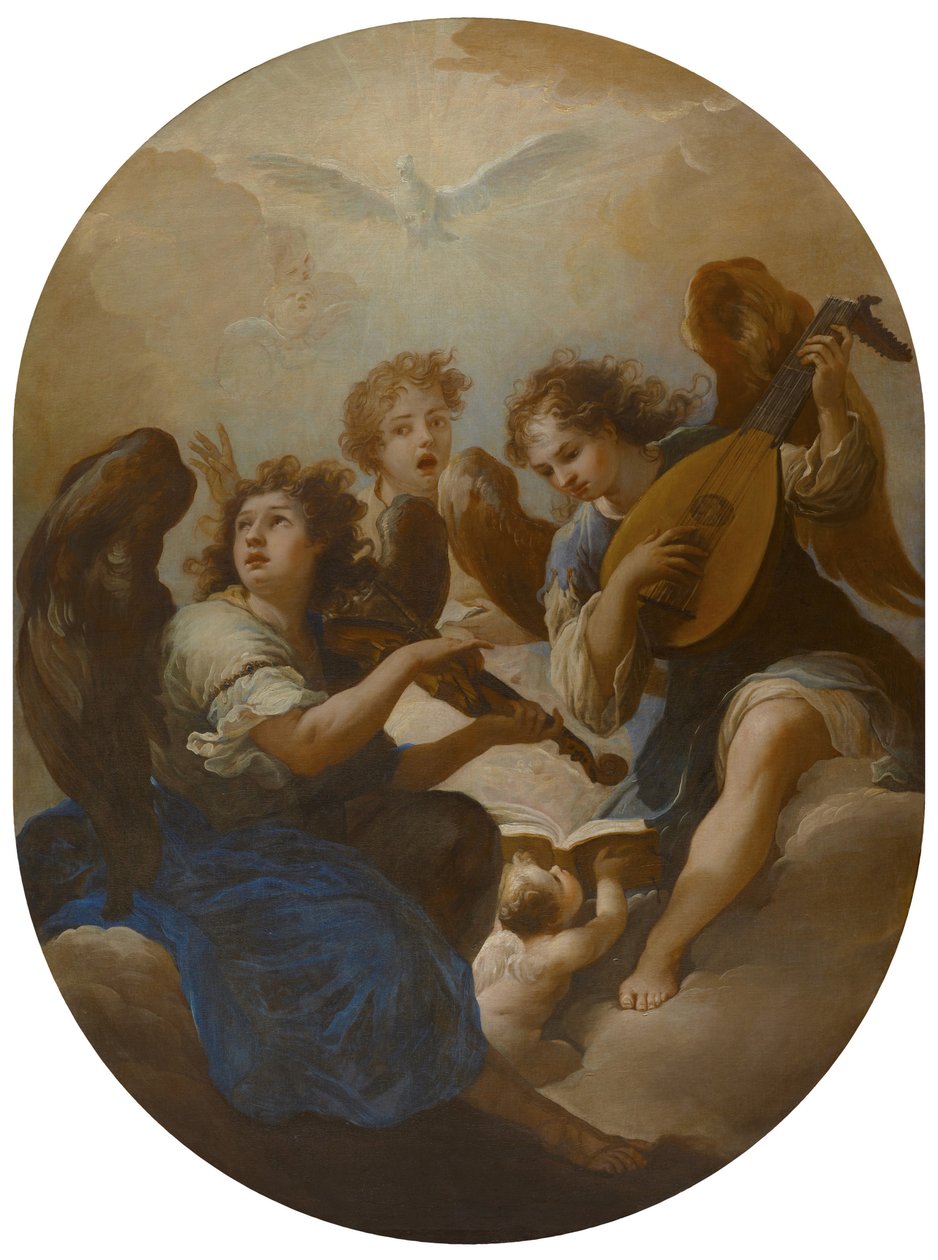 Trzy anioły tworzące muzykę, przed 1720 autorstwa Andrea Procaccini
