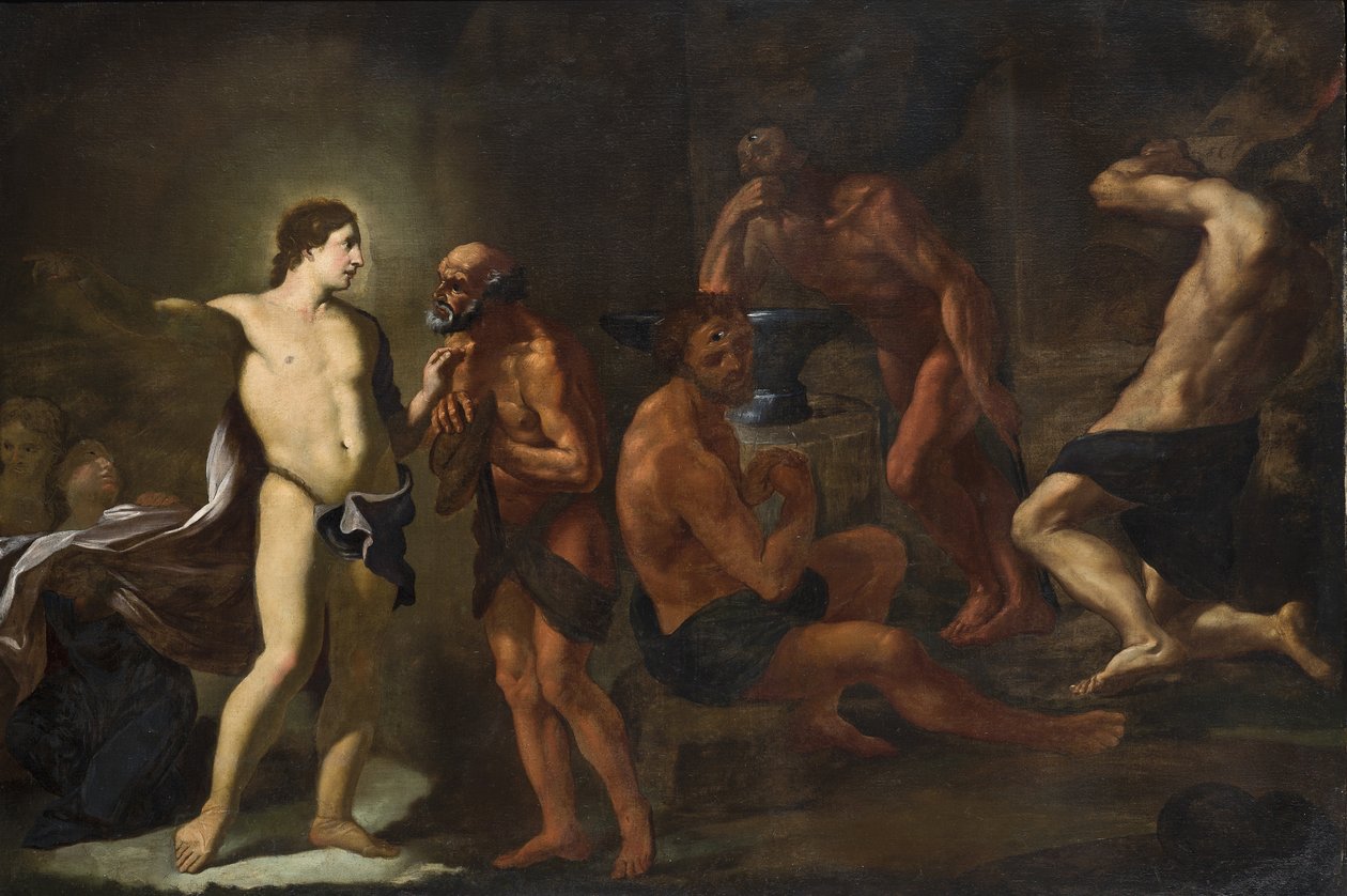 Apollo w kuźni Vulcan autorstwa Andrea Sacchi