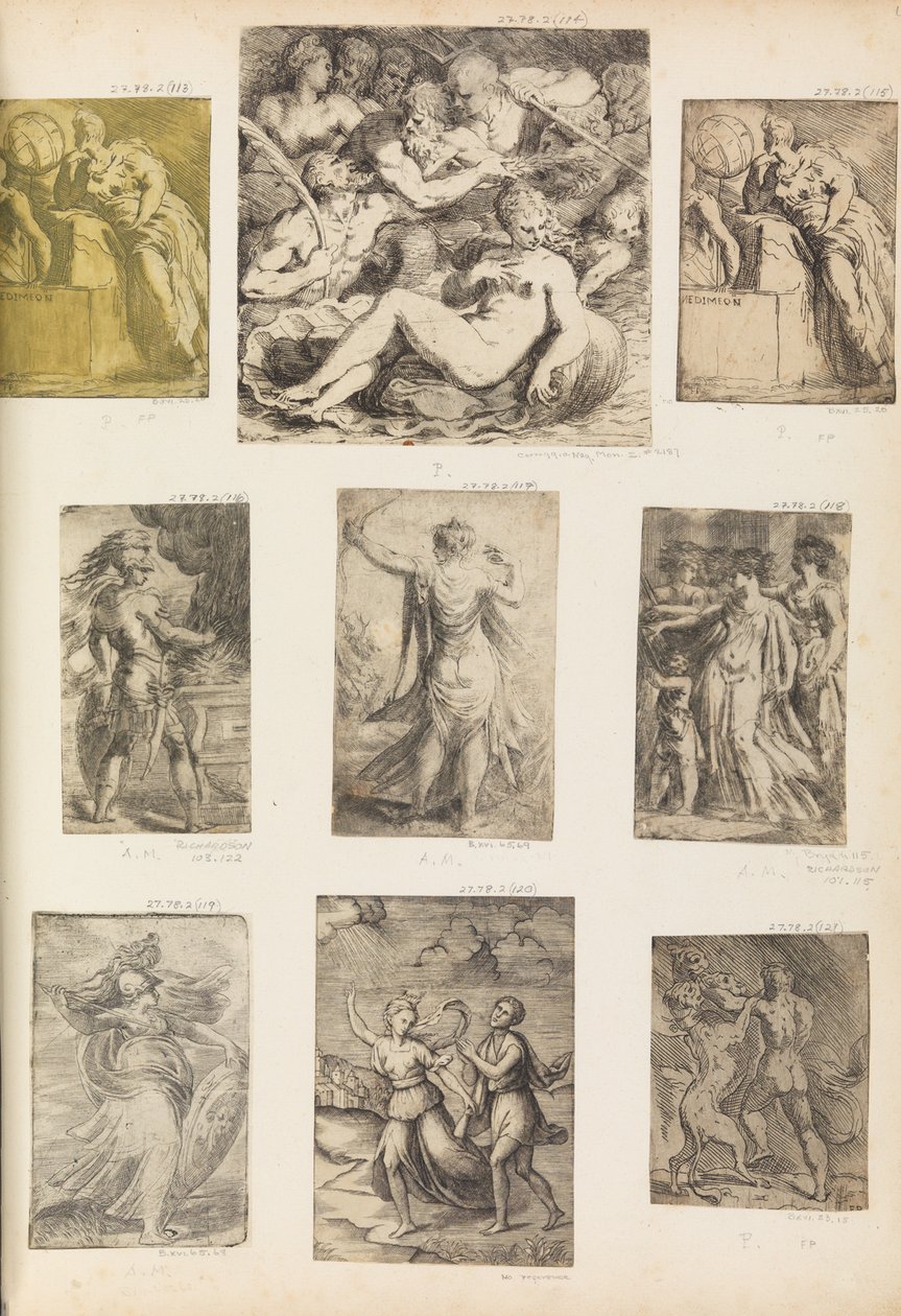 Bellona i inne postacie mitologiczne, ca. 1540 . autorstwa Andrea Schiavone