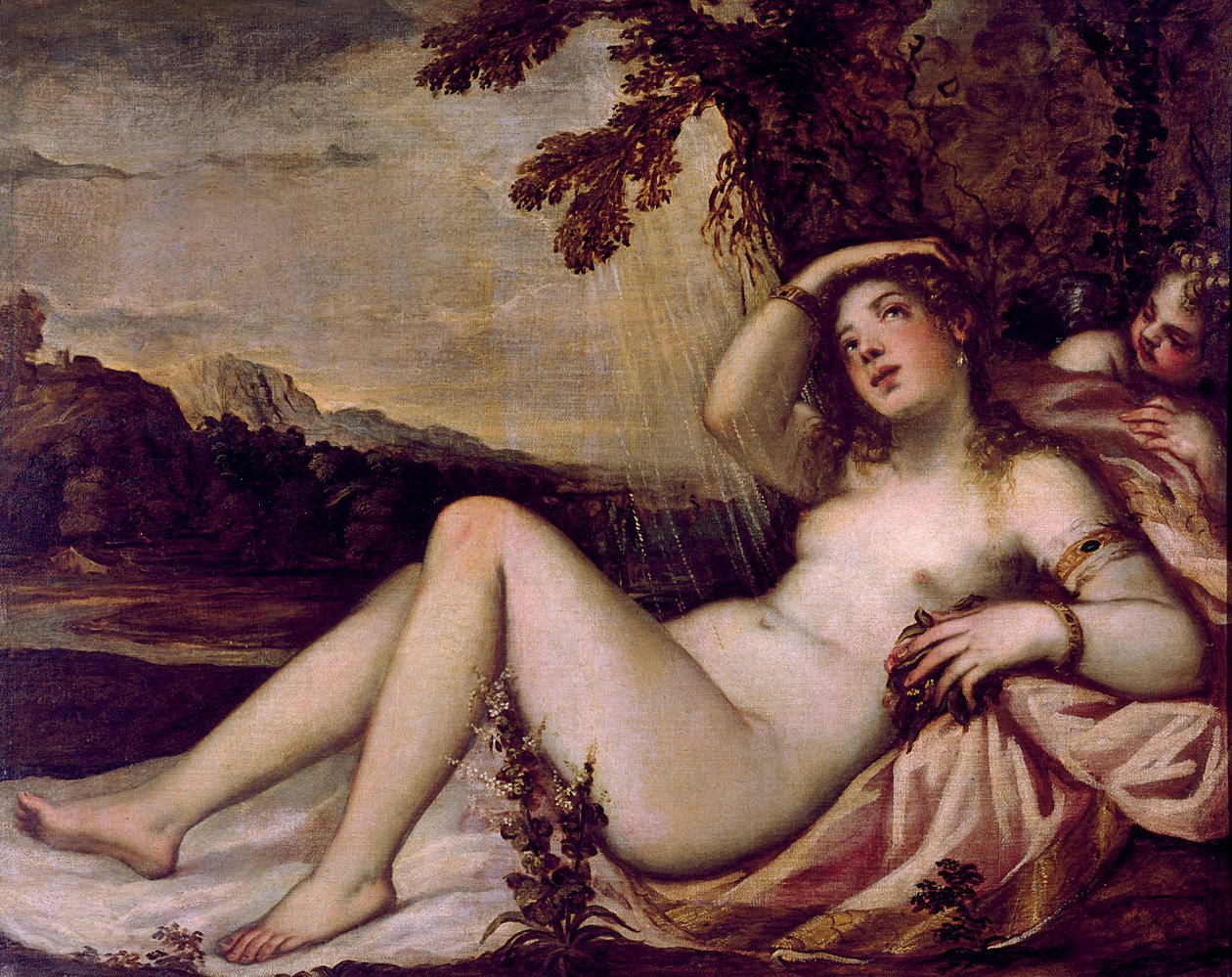 Danae, połowa XVI wieku .. autorstwa Andrea Schiavone