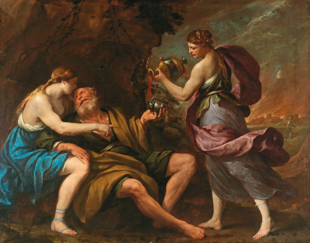 Lot i jego córki, 1650. autorstwa Andrea Vaccaro