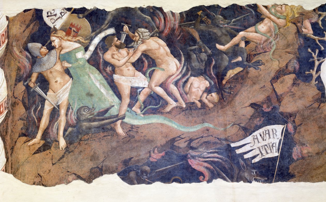 Triumf śmierci, 1348, detal autorstwa Andrea di Cione Orcagna