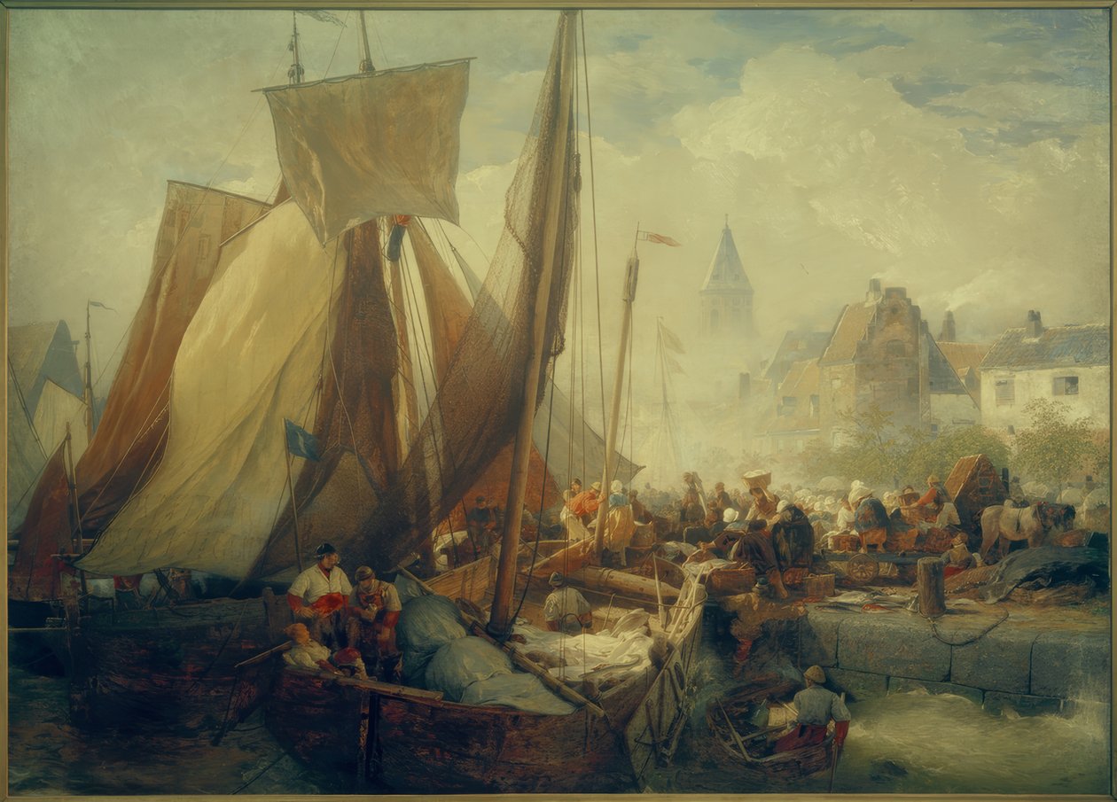 Achenbach, targ rybny w Ostendzie autorstwa Andreas Achenbach