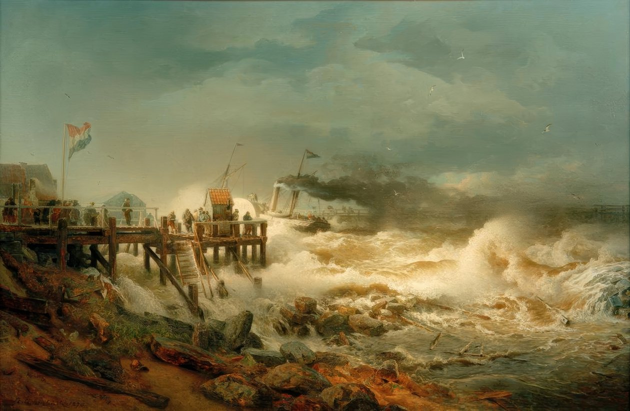Wyjazd parowca autorstwa Andreas Achenbach