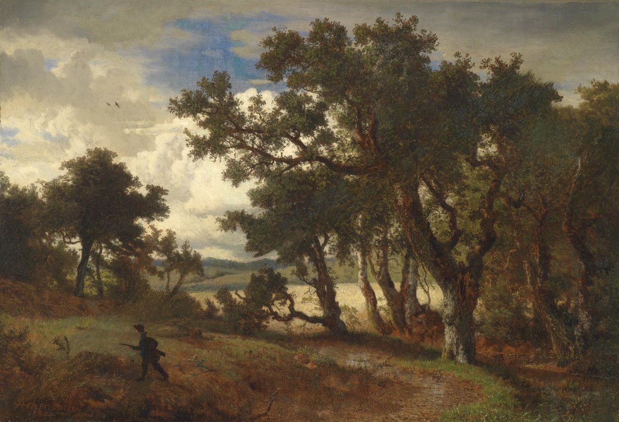 Niemiecki: Myśliwy w krajobrazie autorstwa Andreas Achenbach