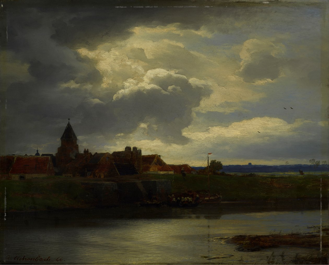 Krajobraz z rzeką autorstwa Andreas Achenbach