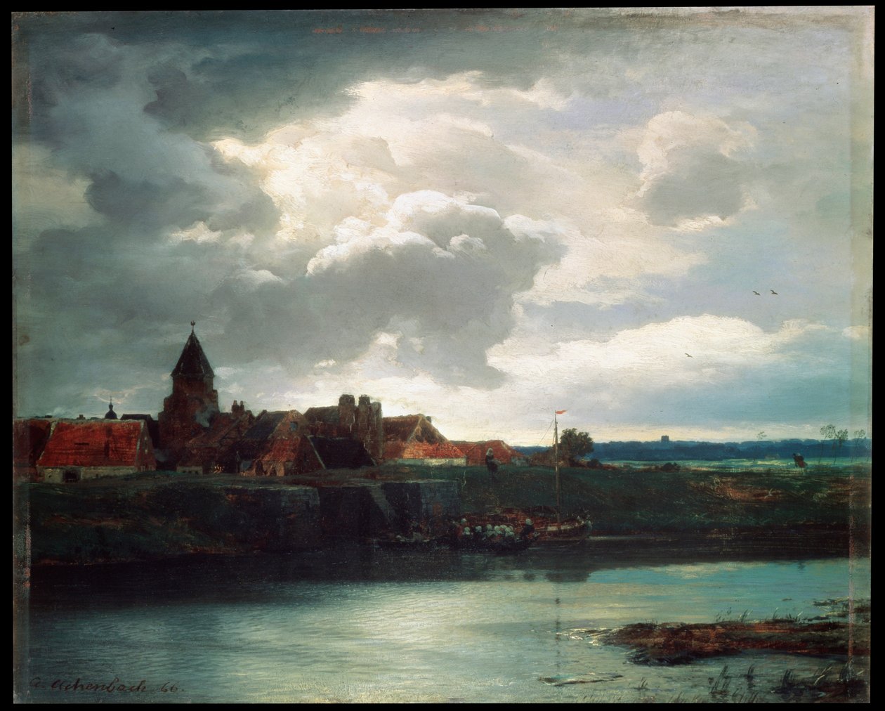 Krajobraz z rzeką, 1866 autorstwa Andreas Achenbach
