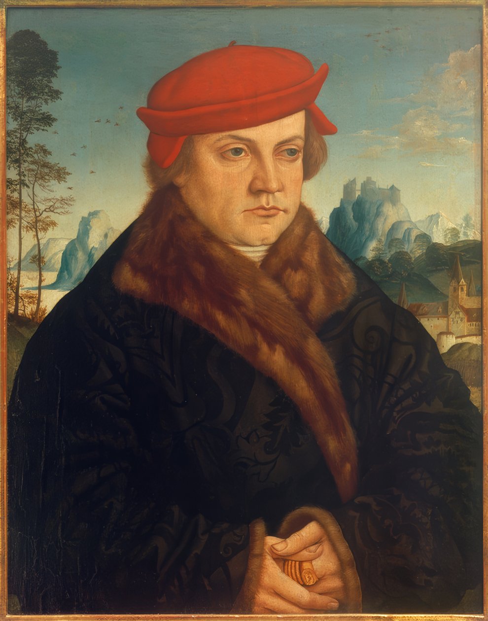 Portret mężczyzny w czerwonym berecie autorstwa Andreas Haider