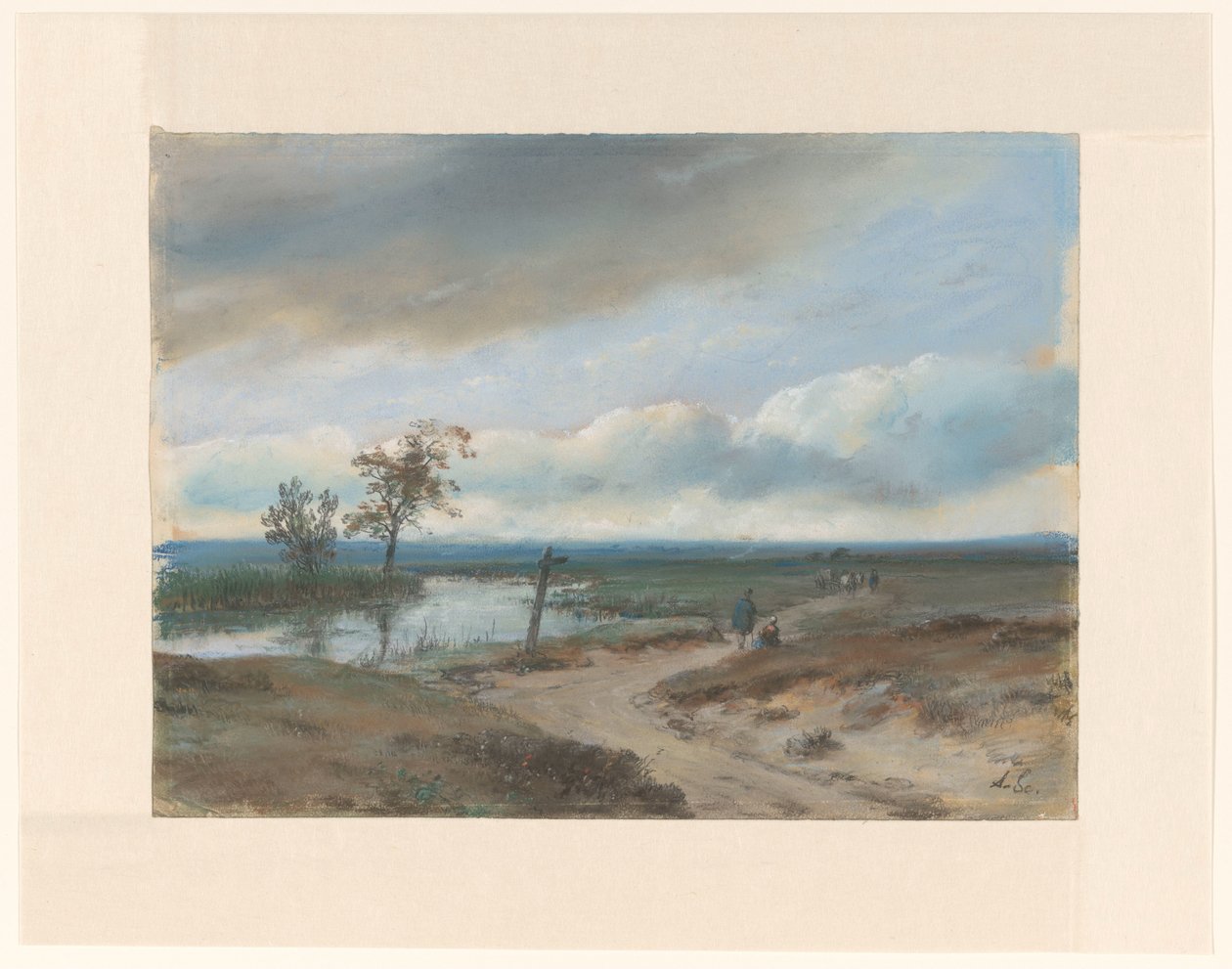 krajobraz torfowiskowy autorstwa Andreas Schelfhout (signed by artist)