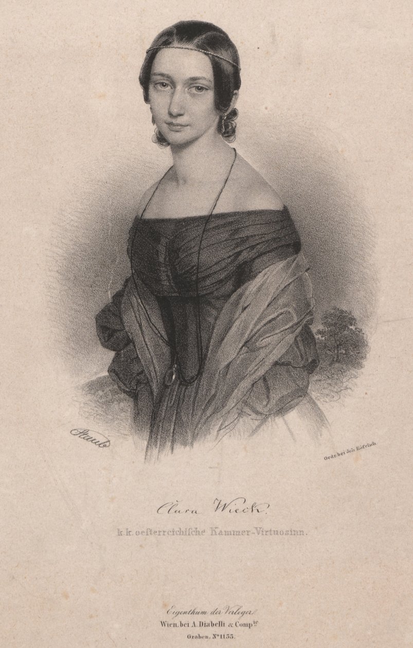 Portret Klary Wieck-Schumann 1819-1896, 1838. autorstwa Andreas Staub