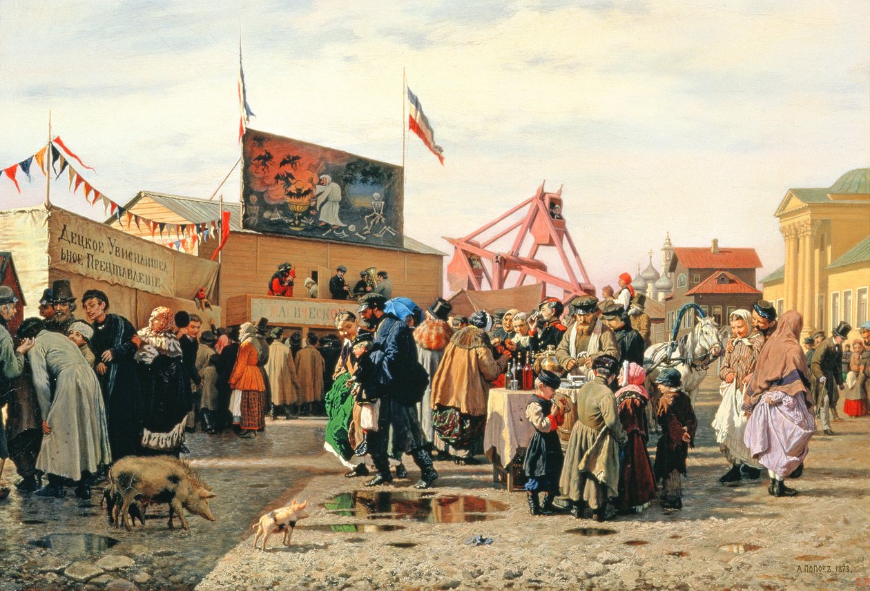 Stragany na Wielkanoc w Tule, 1868 r. autorstwa Andrei Andreevich Popov