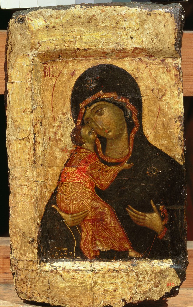 Władimir Madonna z Dzieciątkiem, ikona rosyjska, Szkoła Moskiewska (tempera na panelu) autorstwa Andrei Rublev