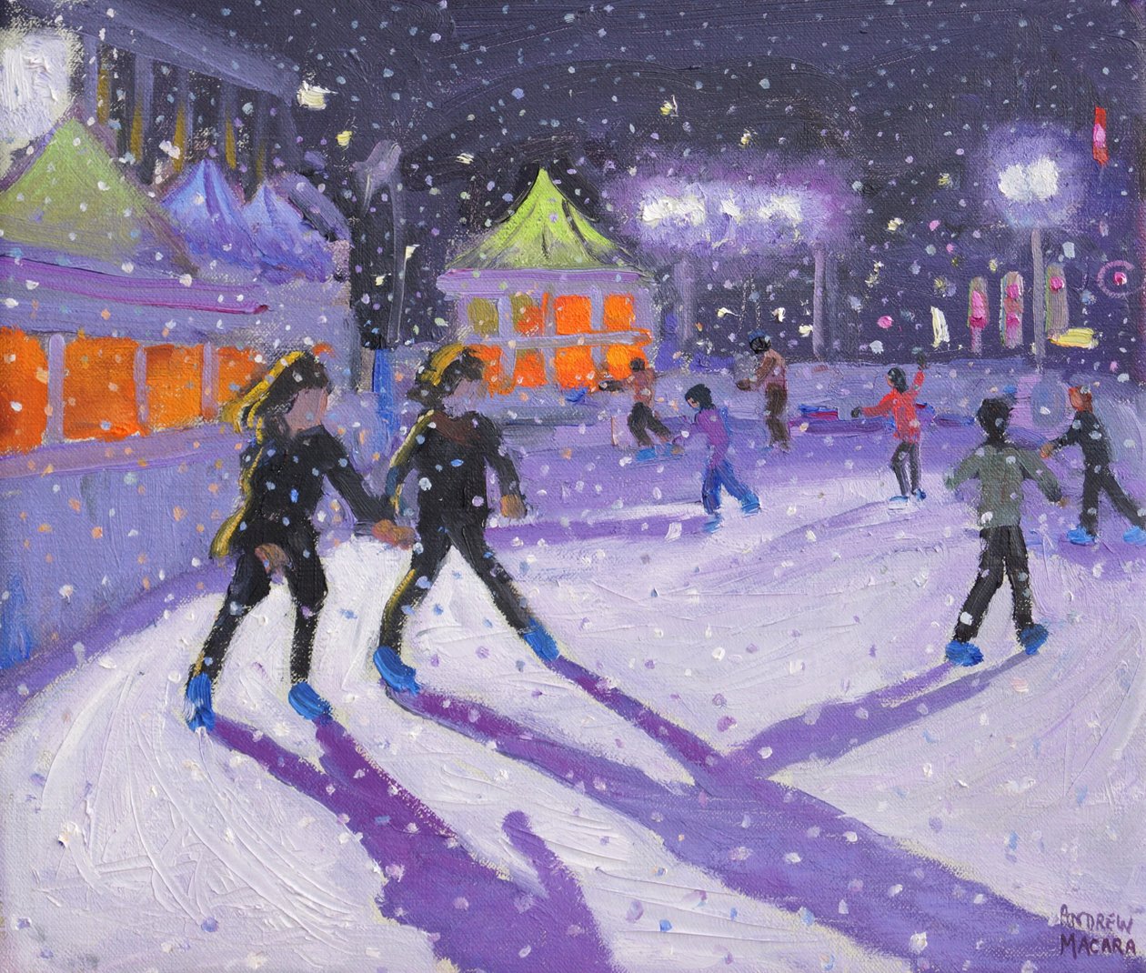 Nocni łyżwiarze, Derby, 2014 (olej) autorstwa Andrew Macara